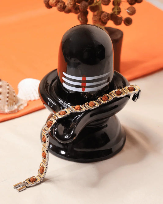 Dual - Tone Gold & Silver 5 Mukhi Rudraksha Bracelet – Certified Spiritual Jewelry - Buy Online at My Store