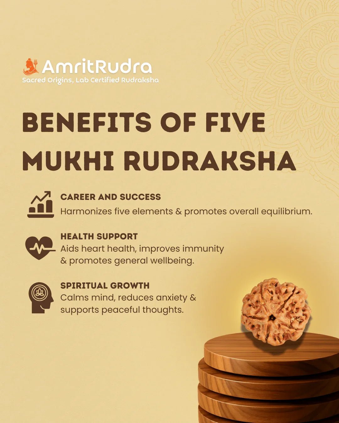 Certified 5 Mukhi Rudraksha Mala with Silver - Plated Accents - Buy Online at My Store