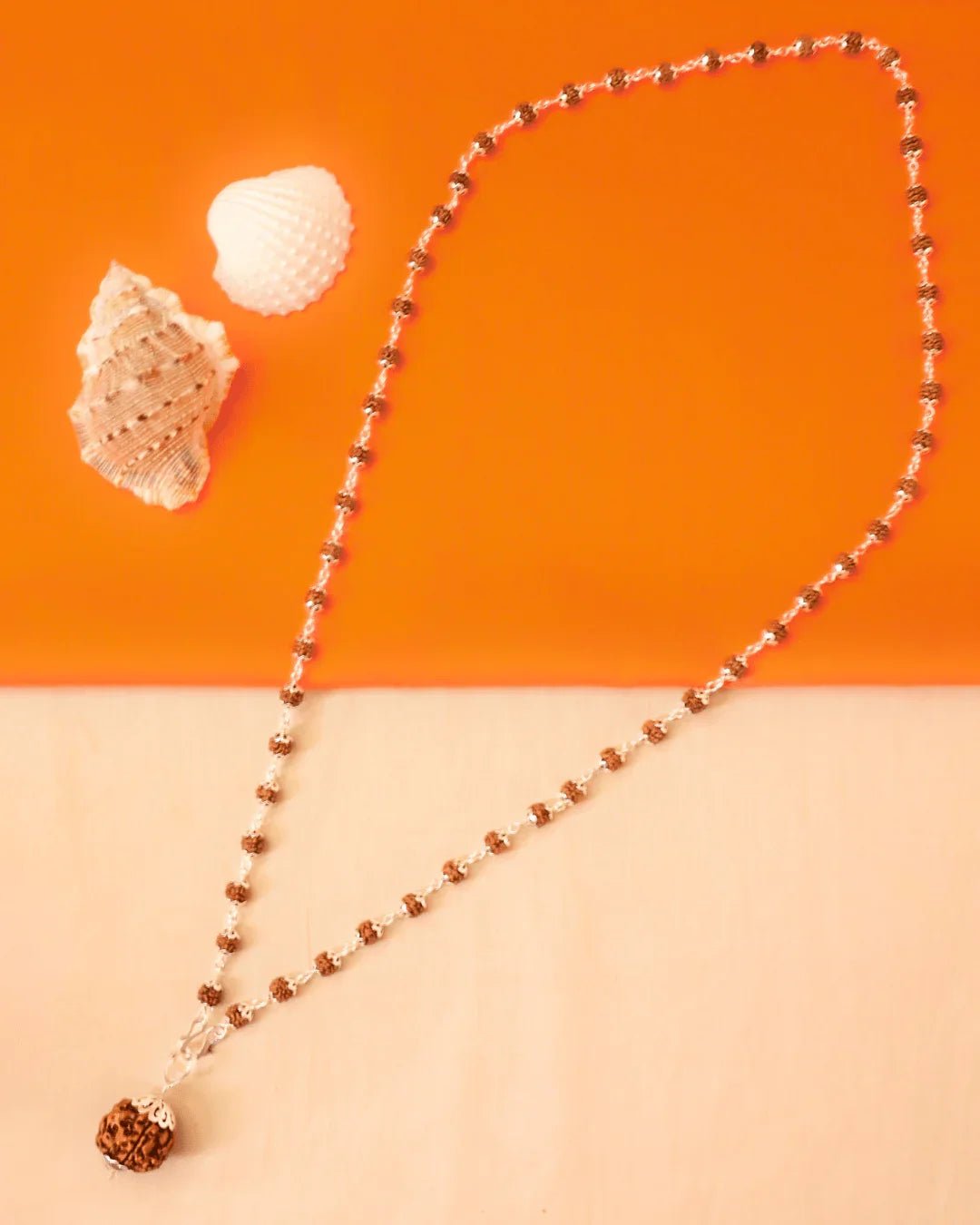 Certified 5 Mukhi Rudraksha Mala with Silver - Plated Accents - Buy Online at My Store