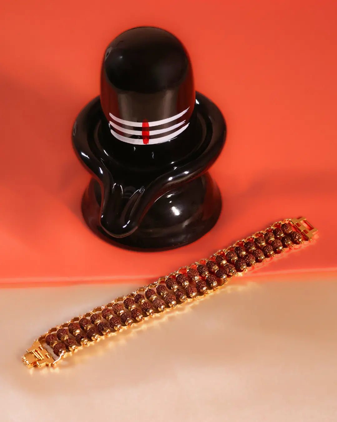 Dual - Band Gold Rudraksha Beaded Bracelet - Buy Online at My Store