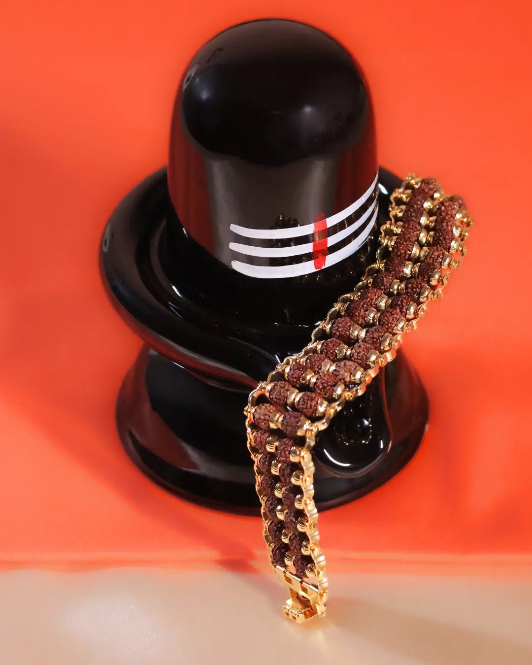 Dual - Band Gold Rudraksha Beaded Bracelet - Buy Online at My Store