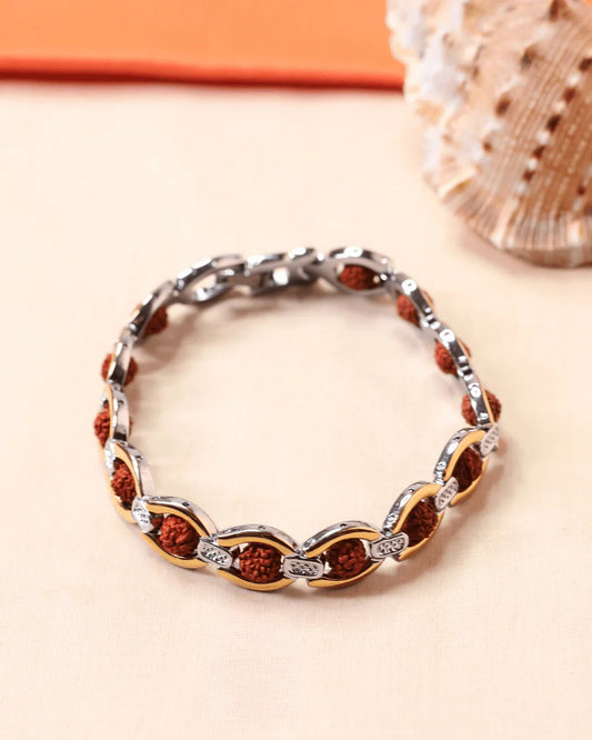 Dual - Tone 5 Mukhi Certified Rudraksha Bracelet - Buy Online at My Store