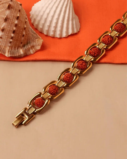 Gold - Plated 5 Mukhi Rudraksha Bracelet - Buy Online at My Store