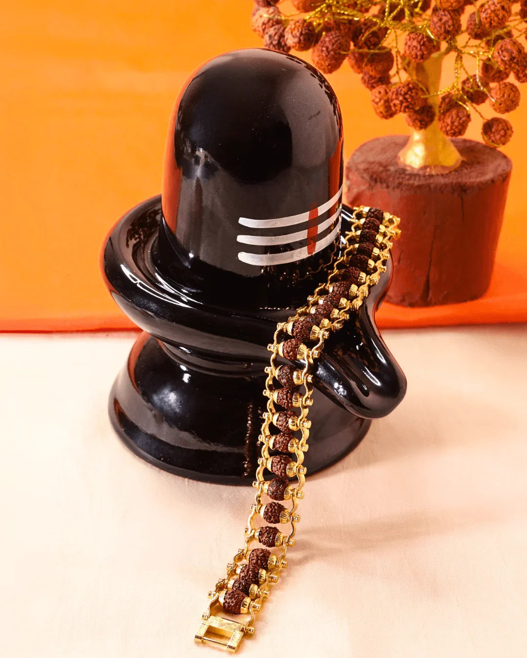 Gold Plated Rudraksha Chain Bracelet - Buy Online at My Store