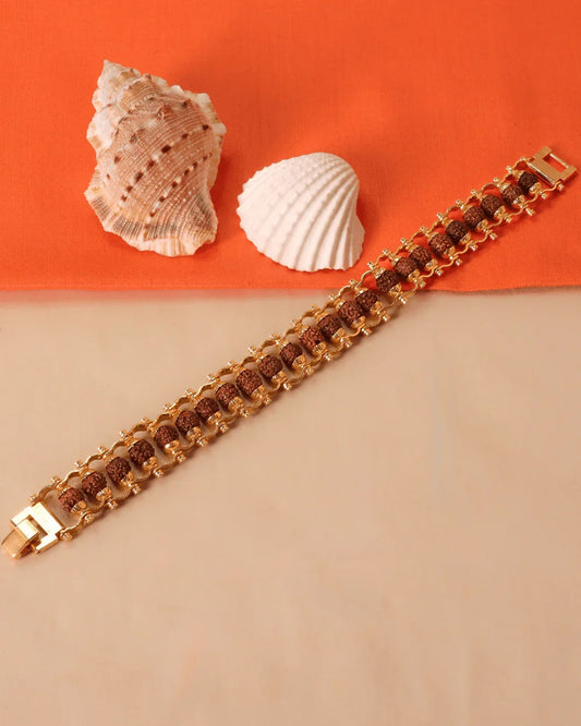 Gold Plated Rudraksha Chain Bracelet - Buy Online at My Store